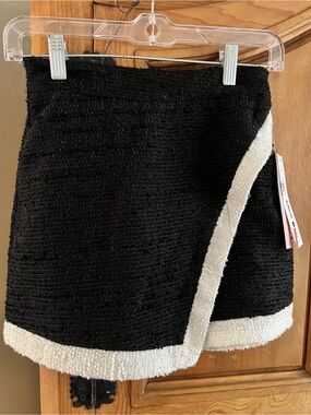 Aqua Black Mini Skirt with White Trim